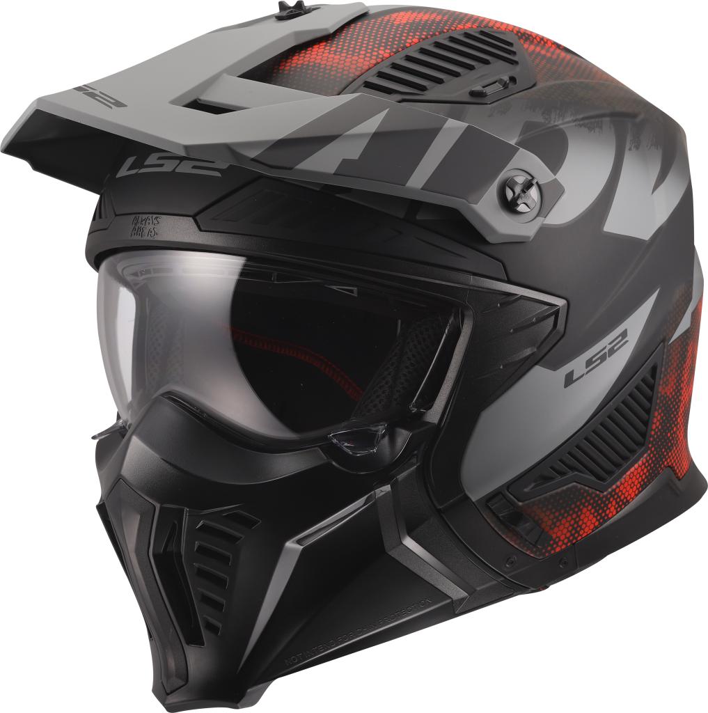 LS2 OF606 DRIFTER GAS Integralhelm matt grau-rot L
