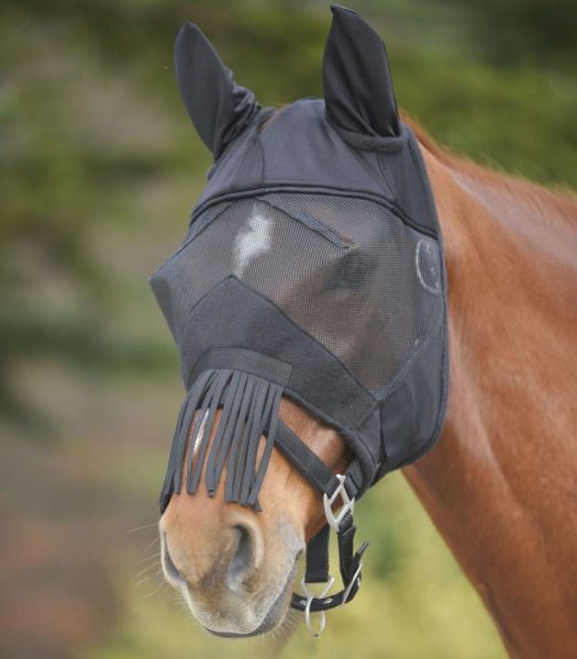 Maschera antimosche premium WALDHAUSEN con protezione per le orecchie e frange per il naso