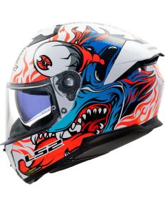 LS2 FF808 STREAM II INFERNO Integralhelm weiss-blau XS