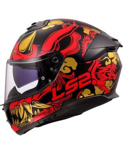 LS2 FF808 STREAM II DRAKO Integralhelm schwarz-rot S
