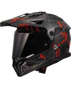 LS2 MX702 PIONEER II CRAZY Integralhelm matt schwarz-rot XXL