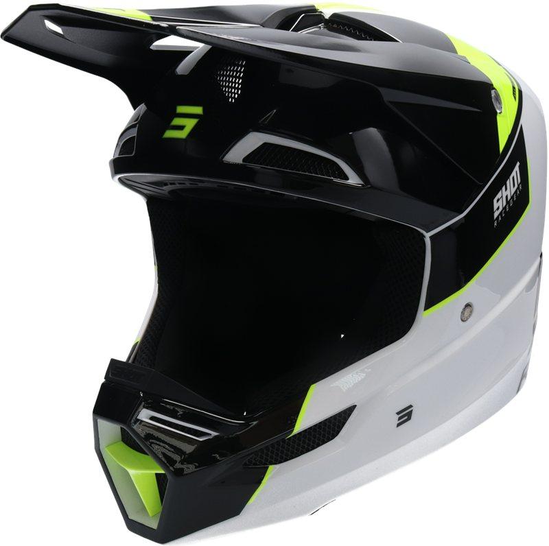 Shot Furious Scope Motocross Helm - Schwarz Weiss Gelb - M - unisex