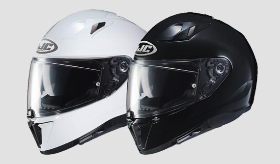 Il casco integrale i70 di HJC classic in bianco e nero